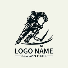 Fototapeta premium ice hockey vector logo design, Hipster Design. Emblems, poster templates. Vector illustration