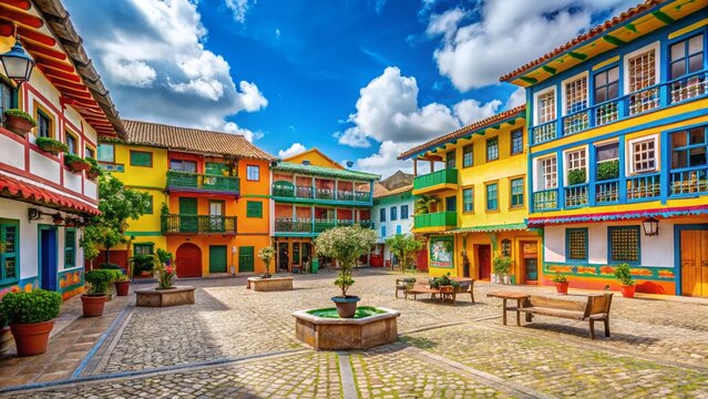 Colorful Buildings, Plazoleta de Zocalos, Guatape, Antioquia, Colombia: Picturesque Village Square
