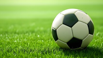 Obraz premium Simple textured soccer ball on a sunlit green lawn