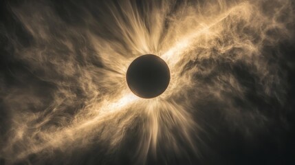 Naklejka premium A stunning close-up of the solar eclipse, capturing the intricate details of the sunâ€™s atmosphere 