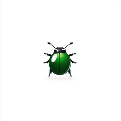 Naklejka premium Colorful cartoon ladybug with shiny green body and black head on a clean white background, perfect for nature, insect, and design concepts in various creative projects