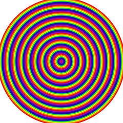 concentric circles inside each other with bright rainbow colors on white background that looks like a target to hit