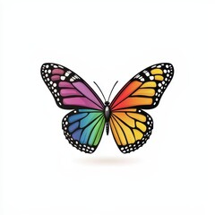 Fototapeta premium Vibrant Rainbow Butterfly with Detailed Patterns and Colorful Wings Isolated on a Light Background for Nature and Art Related Projects