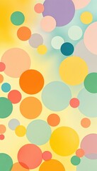 Abstract pastel circles on yellow background playful vibrant design