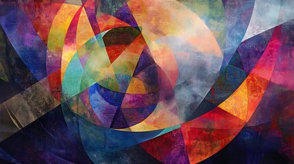 Fototapeta premium Abstract Colorful Interwoven Geometric Shapes Artwork