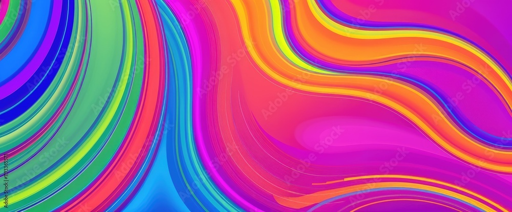 Poster vibrant abstract artwork with swirling colorful lines and fluid shapes