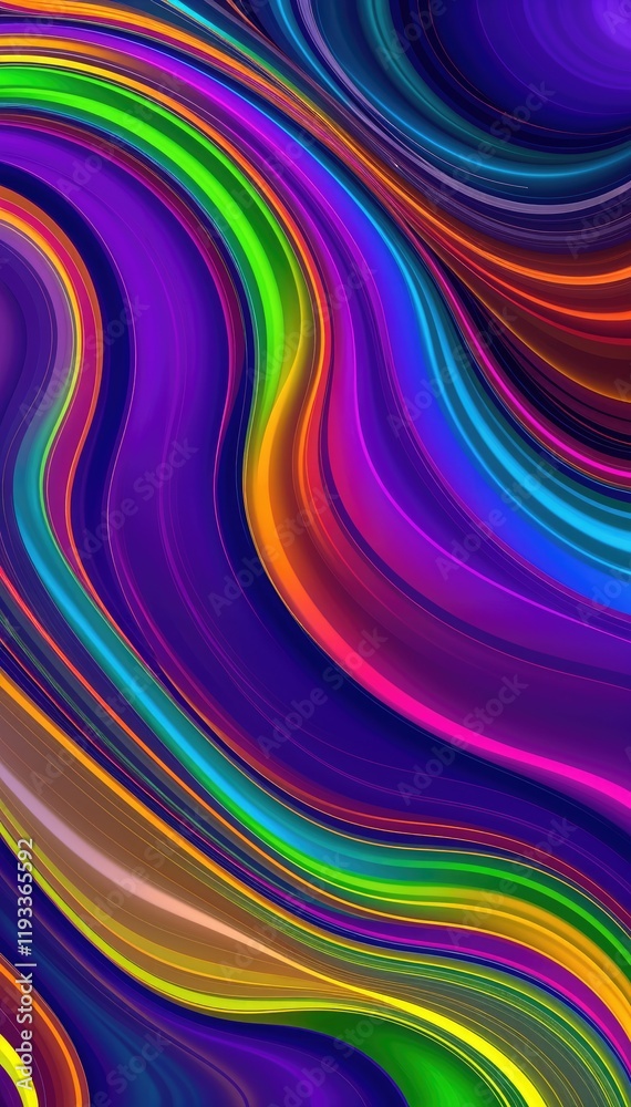 Poster Vibrant swirling abstract art with dynamic color gradients and flowing lines