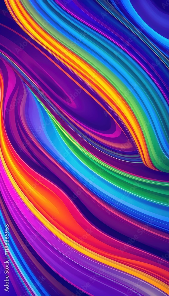 Poster Vibrant flowing abstract art with dynamic color swirls