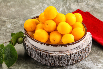 Ripe sweet juicy yellow plum