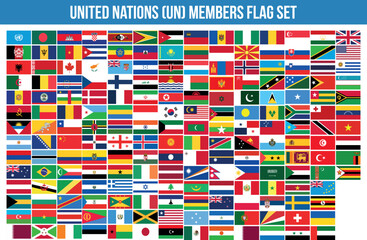 United Nation, UN Members Flag Set Vector Illustration
