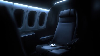 Interior of a Sleek Private Jet Cabin Featuring an Empty Seat