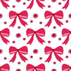 Fototapeta premium Bows and circles, Valentine's Day, Scandinavian style, perfect for fabric, wrapping paper, textiles, baby bedding, wallpaper, pajamas.