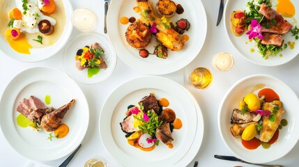 Artistic representation of plating gourmet meals highlighting intricate arrangements creative presentations that enhance the dining experience
