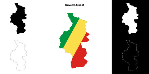 Cuvette-Ouest department outline map set