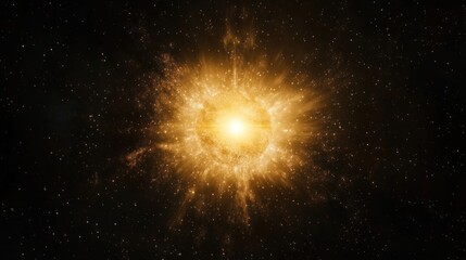 Cosmic Explosion Golden Nebula Stellar Burst Celestial Phenomenon Galaxy Starfire