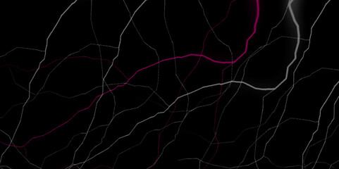Pink burdock flower petal strings isolated on black background, top view. Abstract background shape design template, futuristic background. Lightning bolt. thunder lighting on black sky. 