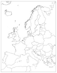 Europe Map Contour - stock vector illustration
