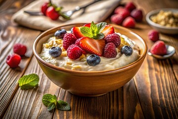 Creamy Oatmeal with Yogurt: Healthy Breakfast Wallpaper