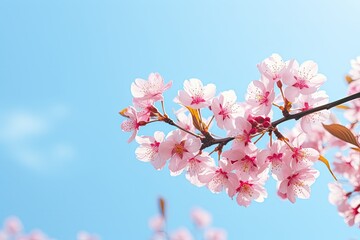Gorgeous springtime cherry blossoms under a blue sky