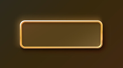 Golden frame label, event bar button, gold signboard. Vector illustration