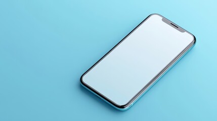 A close-up view of a sleek cell phone resting on a vibrant blue surface, highlighting its design and texture.
