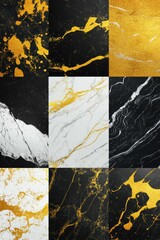 Fototapeta premium luxurious combination of gold accents and marble like textures in silver, black, and white creates an elegant, dynamic design with high visual appeal.