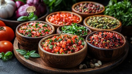 Bowl of vibrant fresh salads with colorful vegetables
