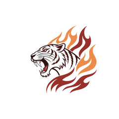  A design-of-a-roaring-tiger-with-sharp-fangs--the-ti vector art illustration