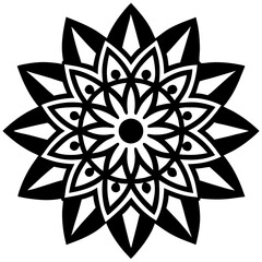 Simple mandala silhouette vector Art design, Floral mandala Illustration, ornament, flower, design, outline, template, pattern, ethnic. mandala design for invitation card, coloring book.