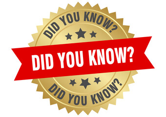 did you know. did you know round red and gold label isolated on transparent background