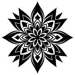 Fototapeta premium Simple mandala silhouette vector Art design, Floral mandala Illustration, ornament, flower, design, outline, template, pattern, ethnic. mandala design for invitation card, coloring book.