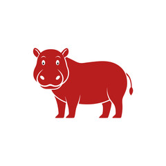 Hippopotamus icon. Flat color design. Vector illustration.