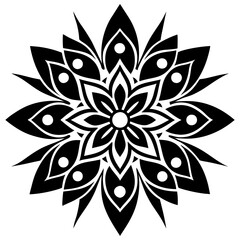 Simple mandala silhouette vector Art design, Floral mandala Illustration, ornament, flower, design, outline, template, pattern, ethnic. mandala design for invitation card, coloring book.