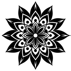Fototapeta premium Simple mandala silhouette vector Art design, Floral mandala Illustration, ornament, flower, design, outline, template, pattern, ethnic. mandala design for invitation card, coloring book.