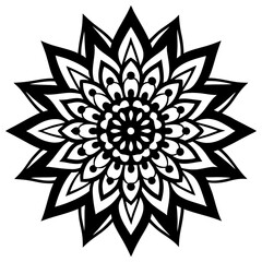 Simple mandala silhouette vector Art design, Floral mandala Illustration, ornament, flower, design, outline, template, pattern, ethnic. mandala design for invitation card, coloring book.