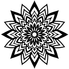 Simple mandala silhouette vector Art design, Floral mandala Illustration, ornament, flower, design, outline, template, pattern, ethnic. mandala design for invitation card, coloring book.