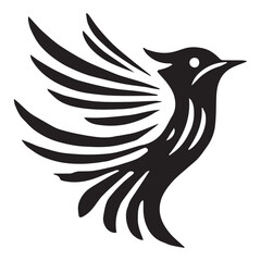 Silhouette of a bird on white background	