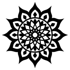 Simple mandala silhouette vector Art design, Floral mandala Illustration, ornament, flower, design, outline, template, pattern, ethnic. mandala design for invitation card, coloring book.