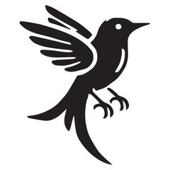 Silhouette of a bird on white background	