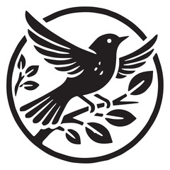 Silhouette of a bird on white background	