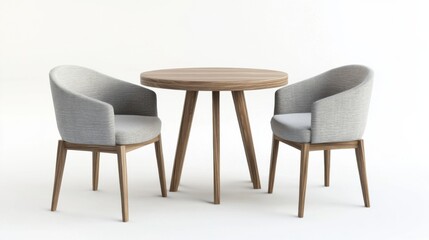 a table and two chairs with a wooden table