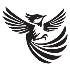 Silhouette of a bird on white background	