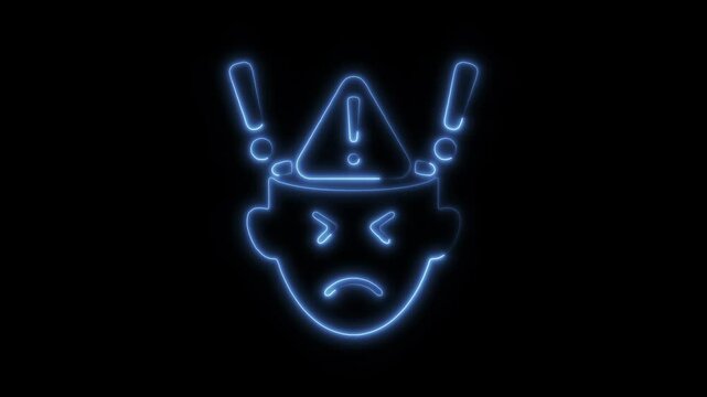 Glowing Neon OCD Icon, Obsessive-Compulsive Disorder Awareness Animation, HD Video on Black Background