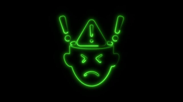 Glowing Neon OCD Icon, Obsessive-Compulsive Disorder Awareness Animation, HD Video on Black Background
