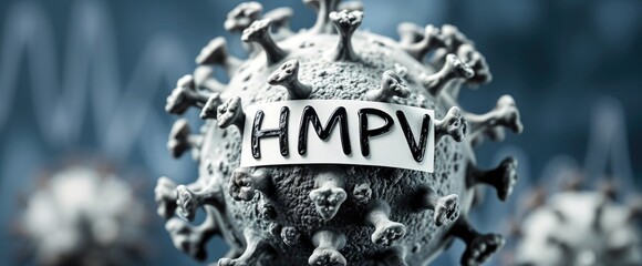 Microscopic view of HMPV virus particle Research and healthcare imagery
