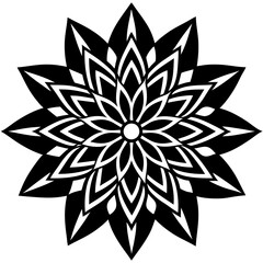 Fototapeta premium Simple mandala silhouette vector Art design, Floral mandala Illustration, ornament, flower, design, outline, template, pattern, ethnic. mandala design for invitation card, coloring book.