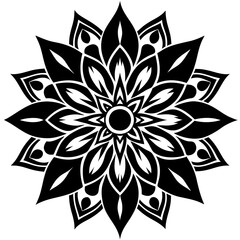 Simple mandala silhouette vector Art design, Floral mandala Illustration, ornament, flower, design, outline, template, pattern, ethnic. mandala design for invitation card, coloring book.