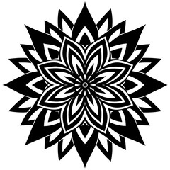 Simple mandala silhouette vector Art design, Floral mandala Illustration, ornament, flower, design, outline, template, pattern, ethnic. mandala design for invitation card, coloring book.