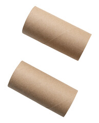 Top view set of tissue paper cores or napkin in strange shape after use in toilet or restroom isolated with clipping path in png file format