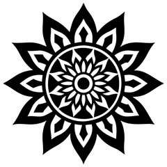 Simple mandala silhouette vector Art design, Floral mandala Illustration, ornament, flower, design, outline, template, pattern, ethnic. mandala design for invitation card, coloring book.